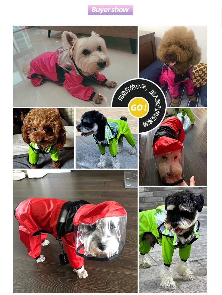 Raincoat The Dog Face Pet Clothes Jumpsuit Waterproof