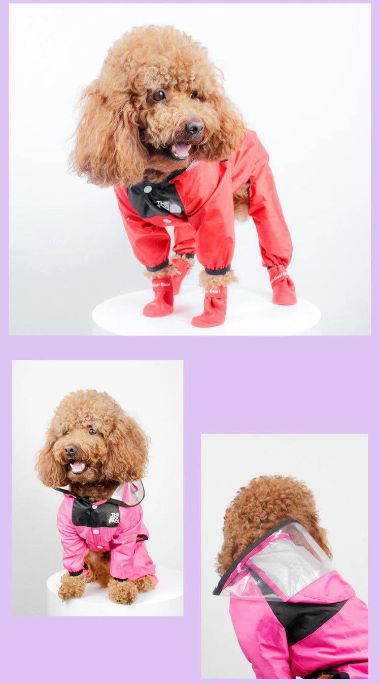 Raincoat The Dog Face Pet Clothes Jumpsuit Waterproof