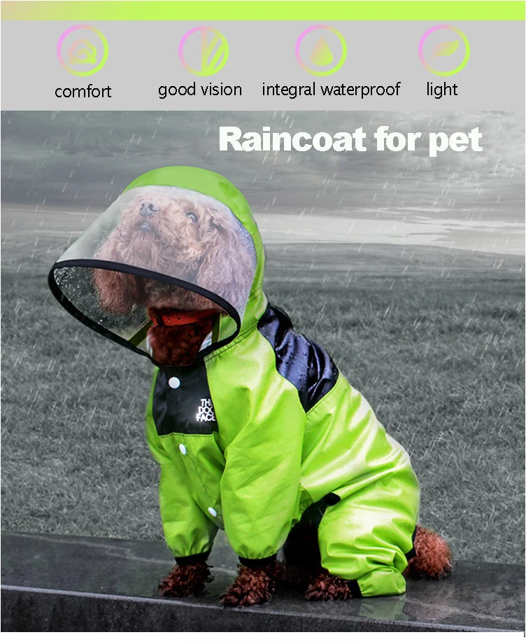 Raincoat The Dog Face Pet Clothes Jumpsuit Waterproof