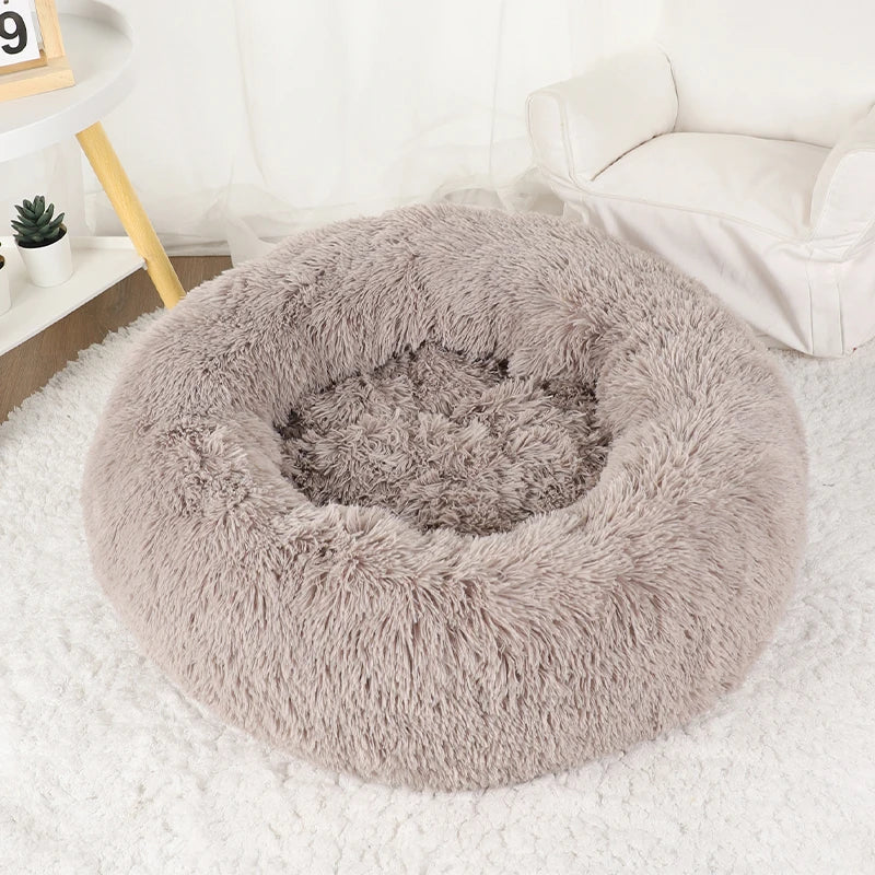 Round Basket Winter Plush Bed for pet