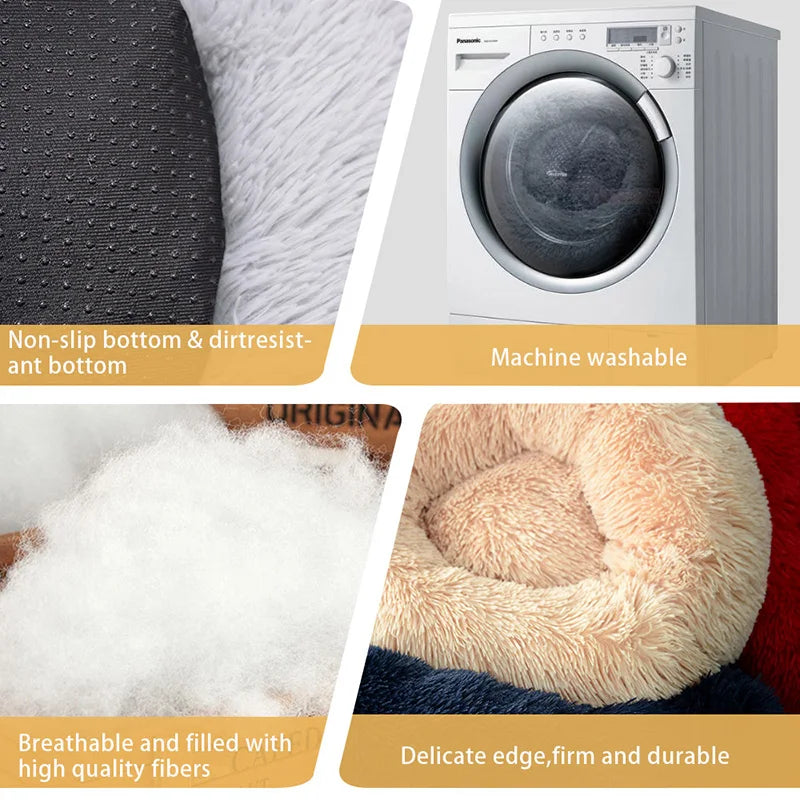 Round Basket Winter Plush Bed for pet