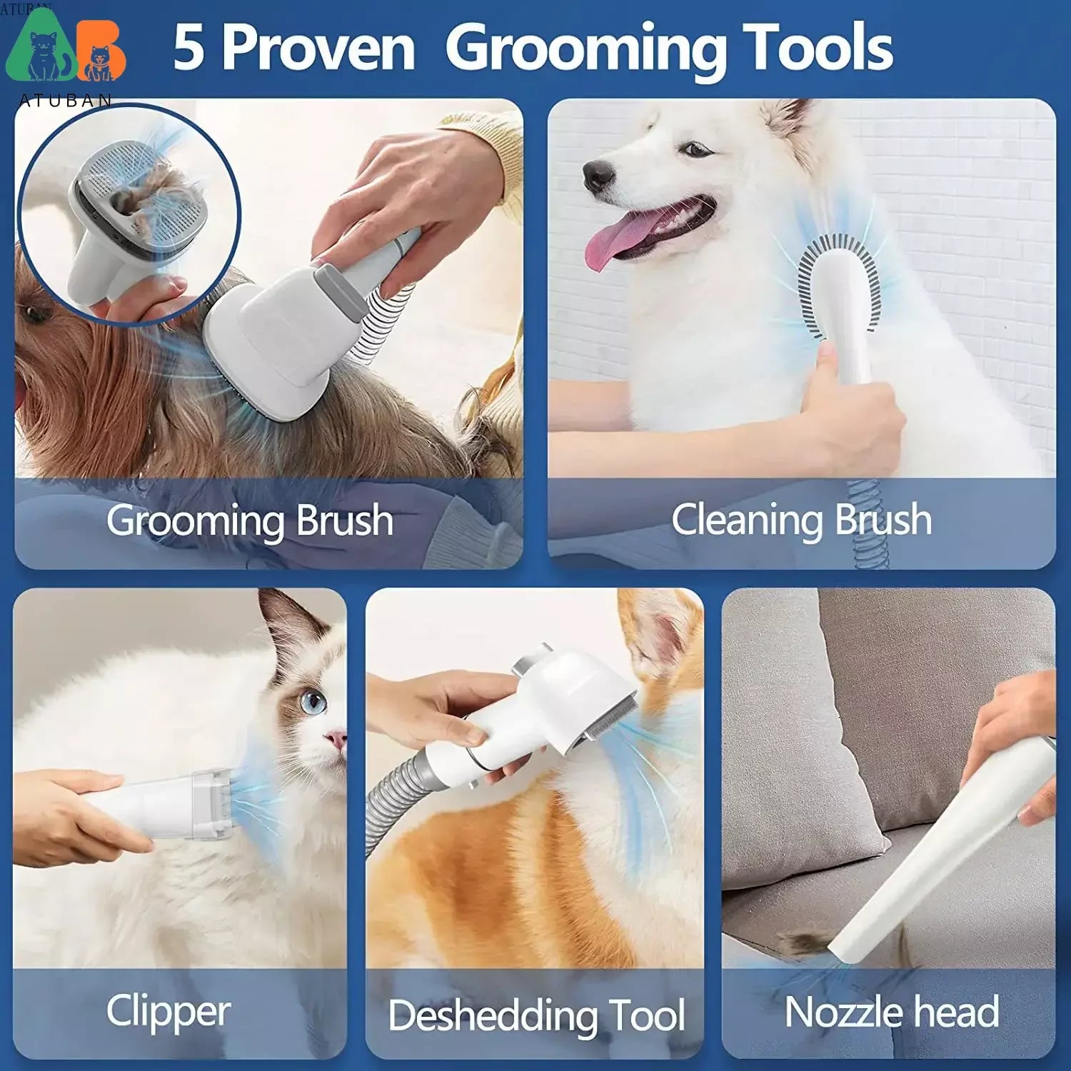 Pet Grooming Vacuum & Dog Grooming Kit