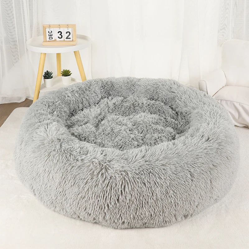 Round Basket Winter Plush Bed for pet