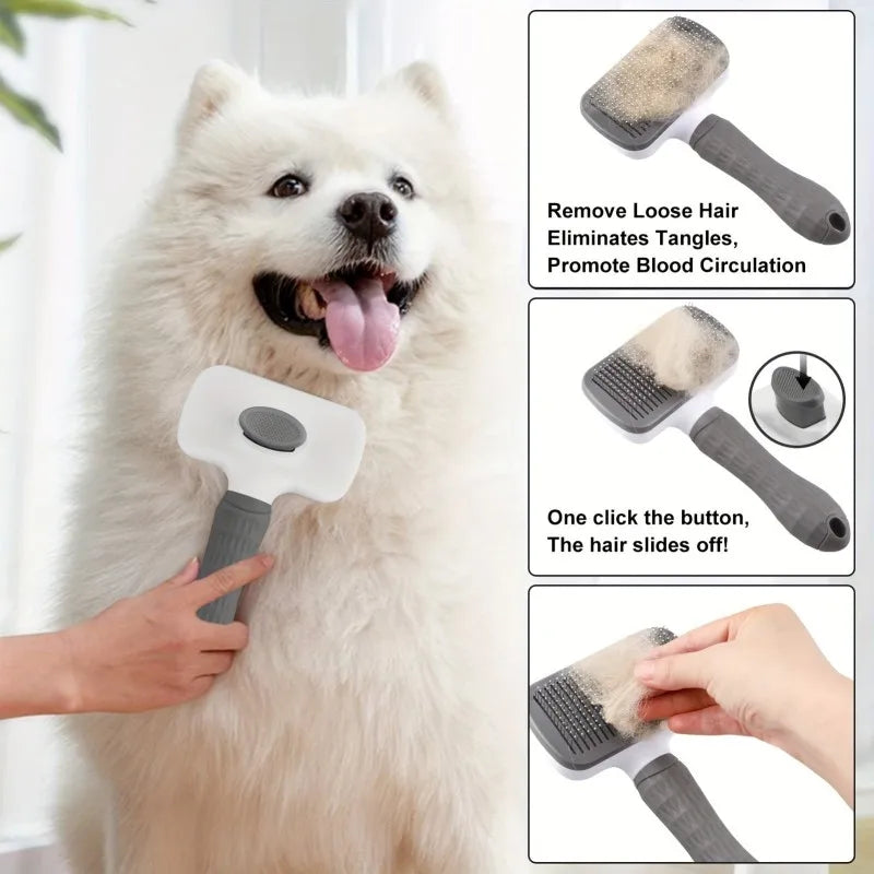 Massage Comb - Push-Button Release, for Pet Grooming