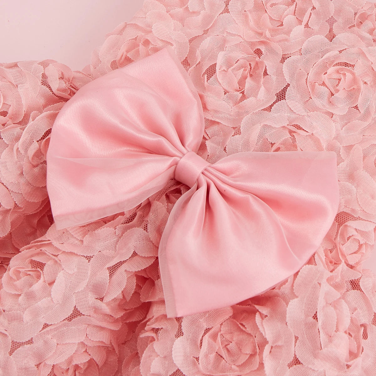 Embroidered Flower Pet Pink Bowknot Princess Clothes