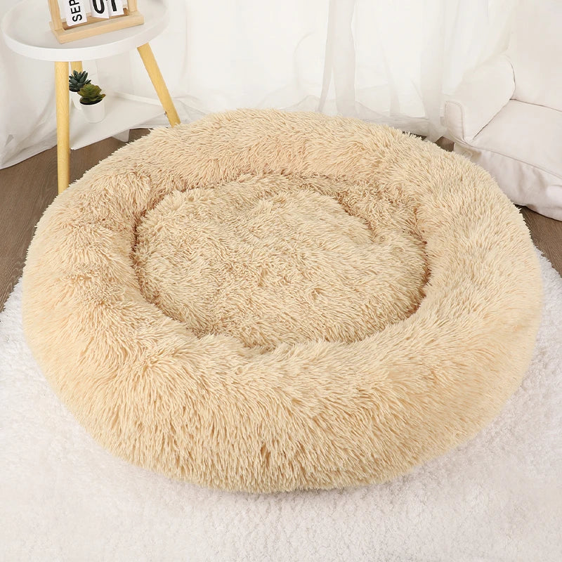 Round Basket Winter Plush Bed for pet