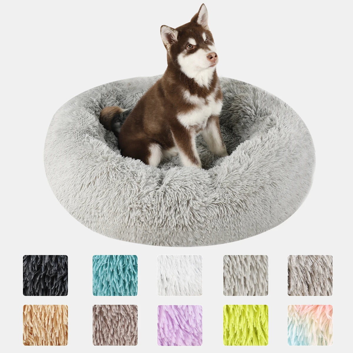 Round Basket Winter Plush Bed for pet