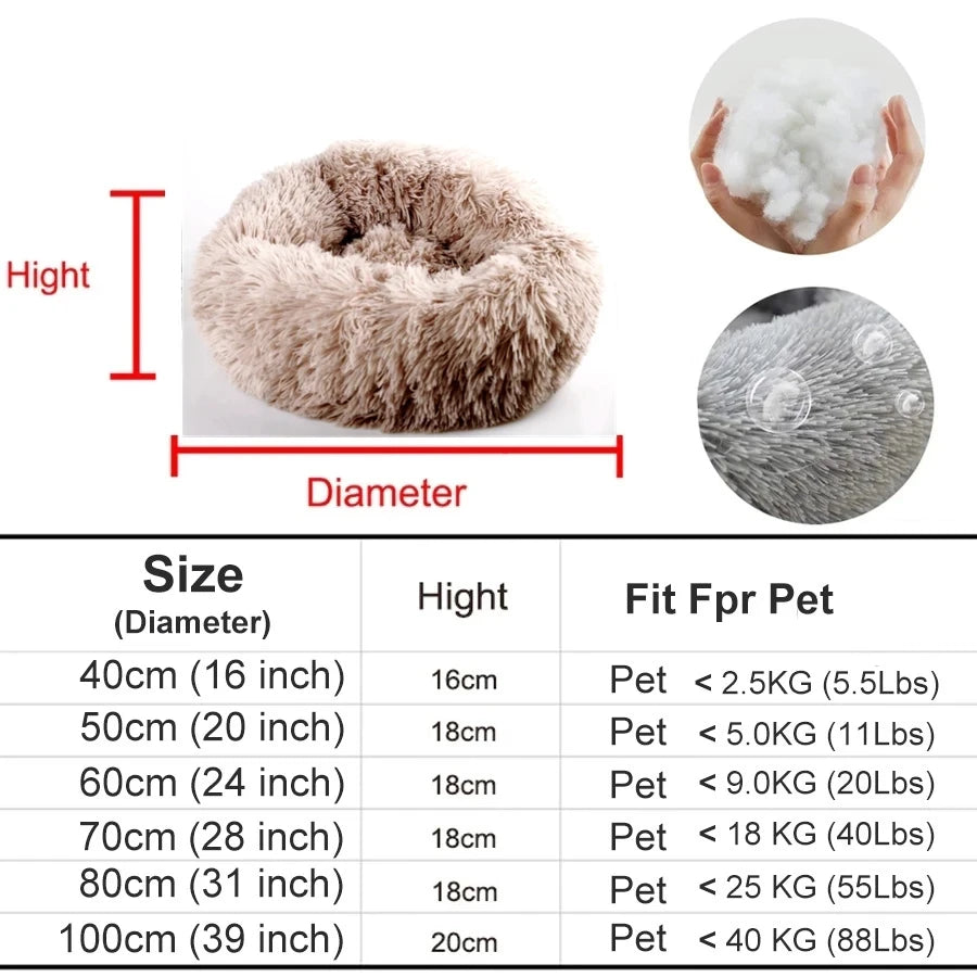 Round Basket Winter Plush Bed for pet