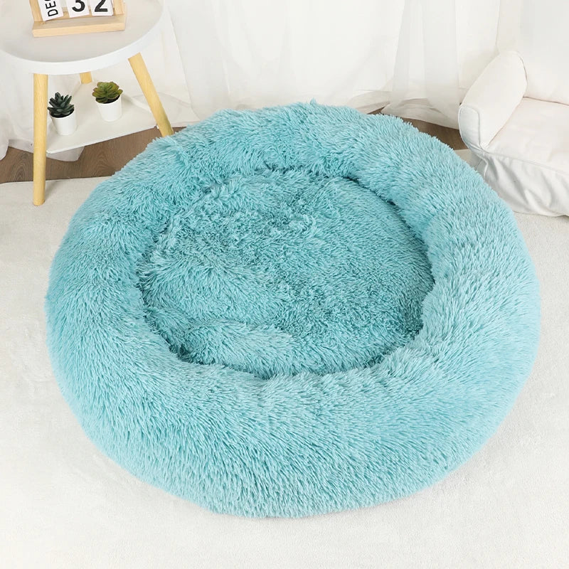 Round Basket Winter Plush Bed for pet