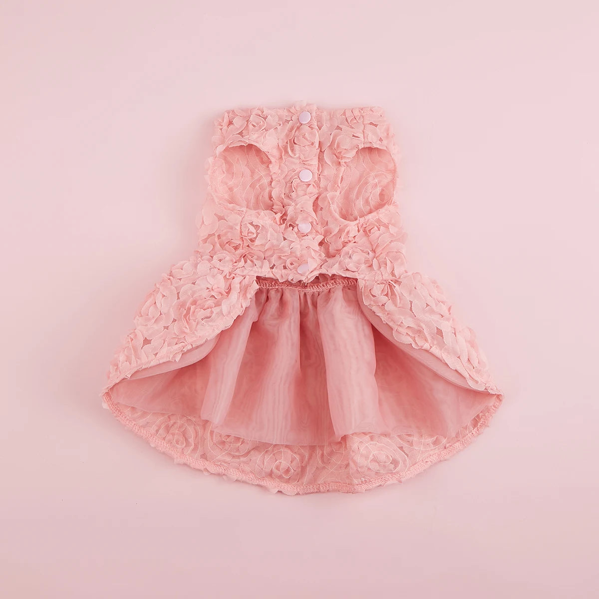 Embroidered Flower Pet Pink Bowknot Princess Clothes