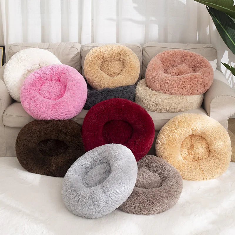 Round Basket Winter Plush Bed for pet