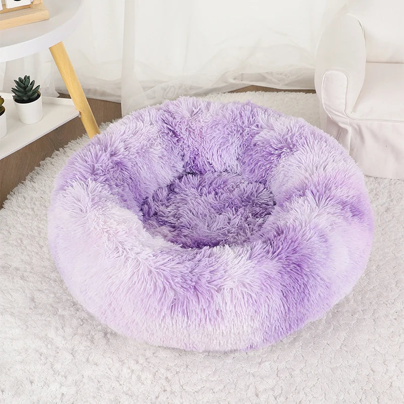 Round Basket Winter Plush Bed for pet