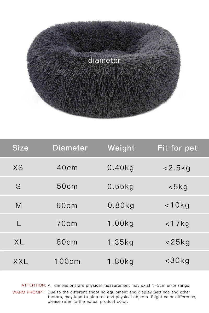 Round Basket Winter Plush Bed for pet