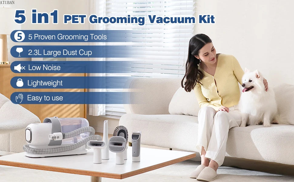 Pet Grooming Vacuum & Dog Grooming Kit
