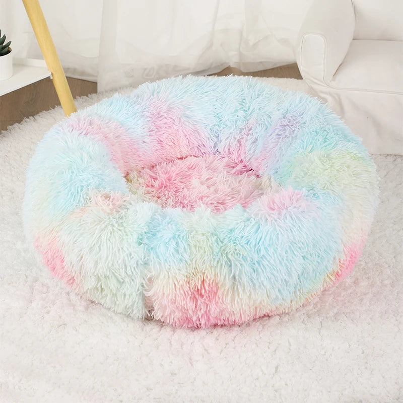 Round Basket Winter Plush Bed for pet