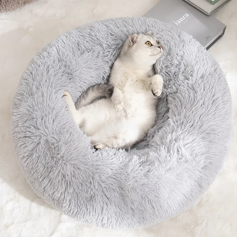 Round Basket Winter Plush Bed for pet