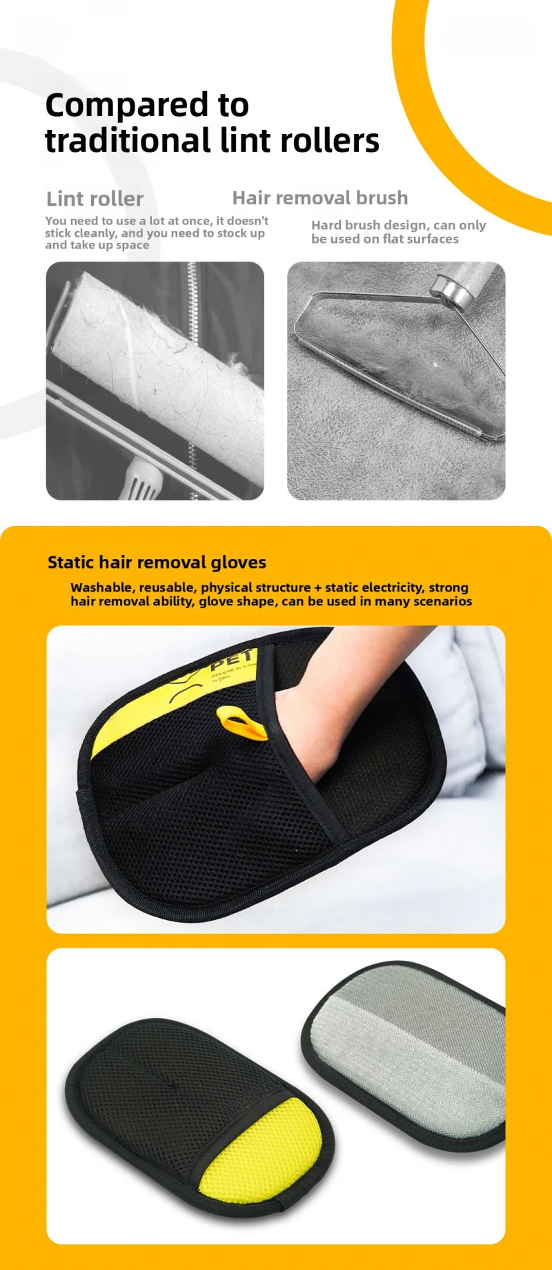 Large Pet Hair Removal Grooming Gloves
