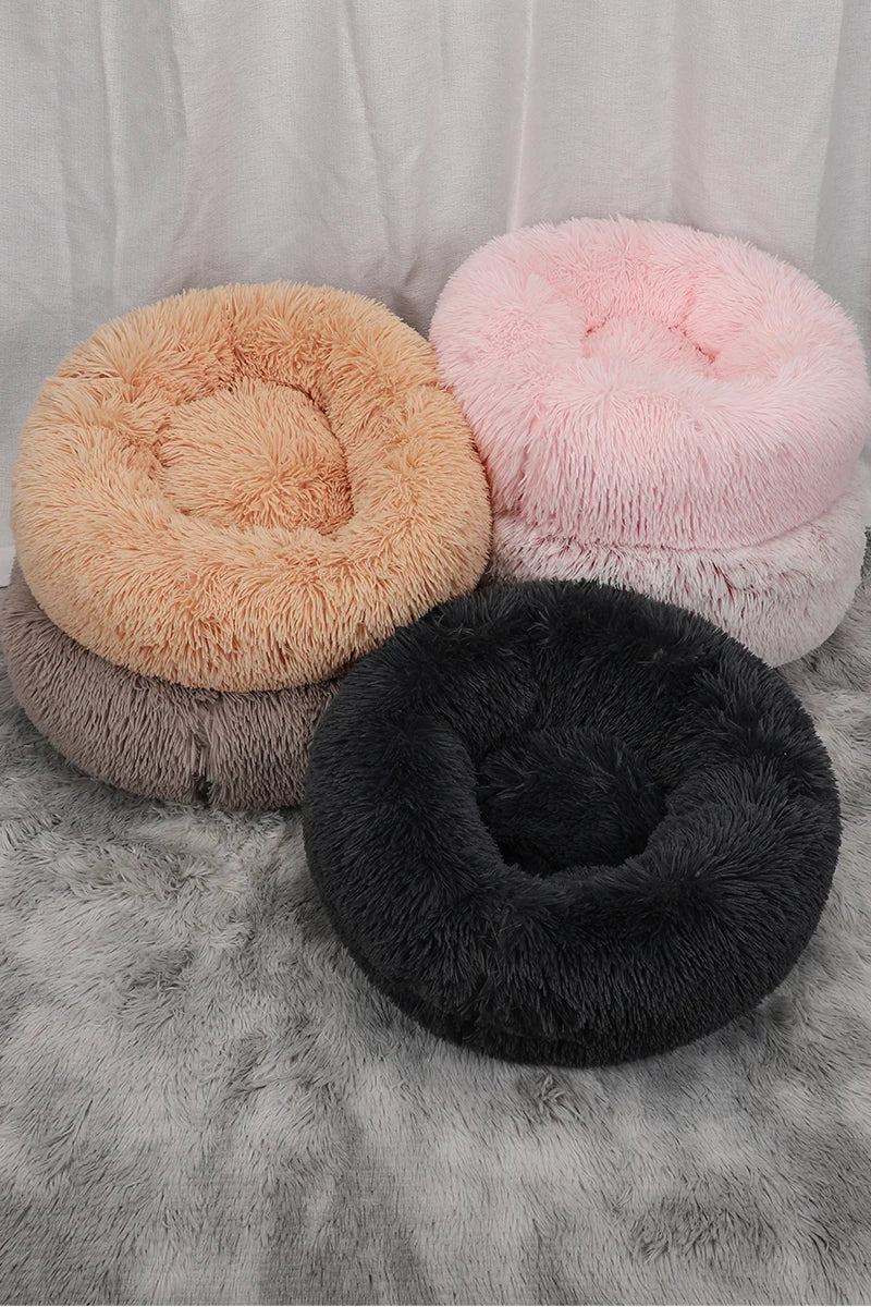 Round Basket Winter Plush Bed for pet