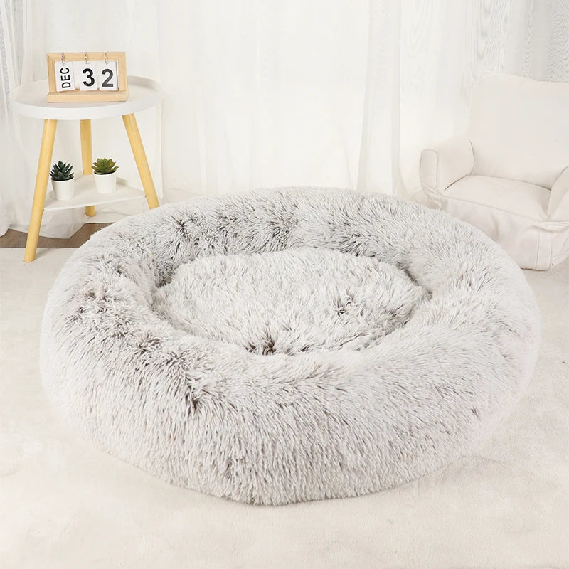 Round Basket Winter Plush Bed for pet