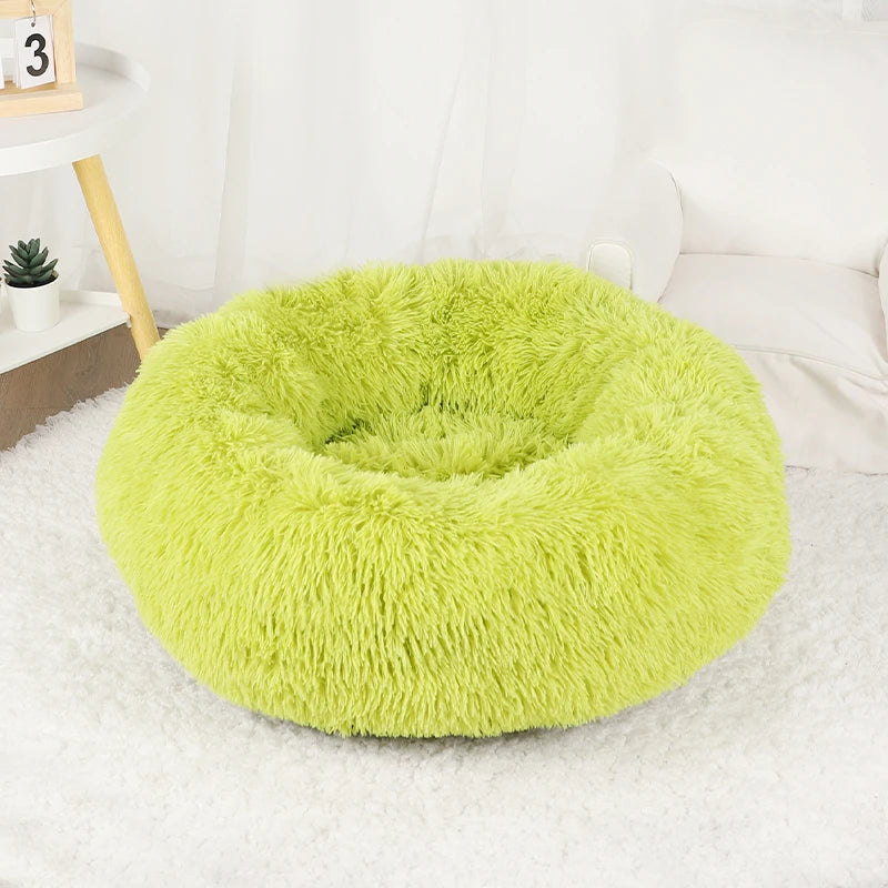 Round Basket Winter Plush Bed for pet