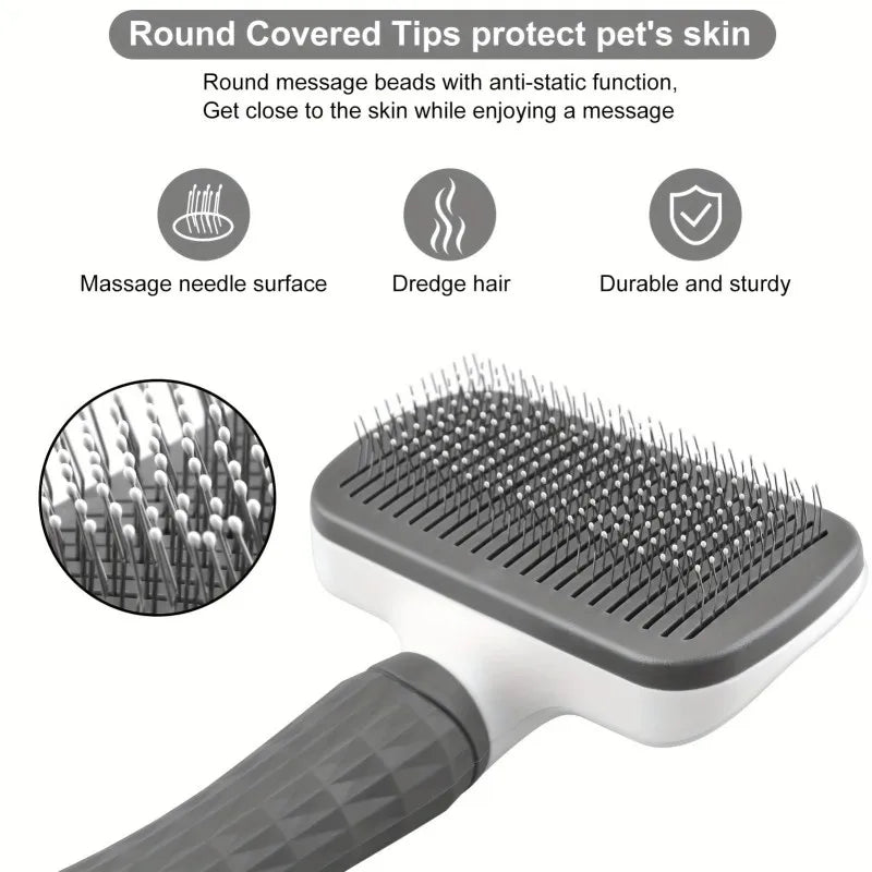 Massage Comb - Push-Button Release, for Pet Grooming