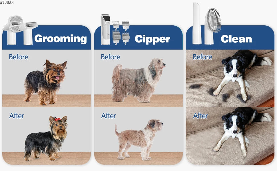 Pet Grooming Vacuum & Dog Grooming Kit