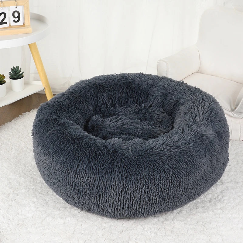 Round Basket Winter Plush Bed for pet