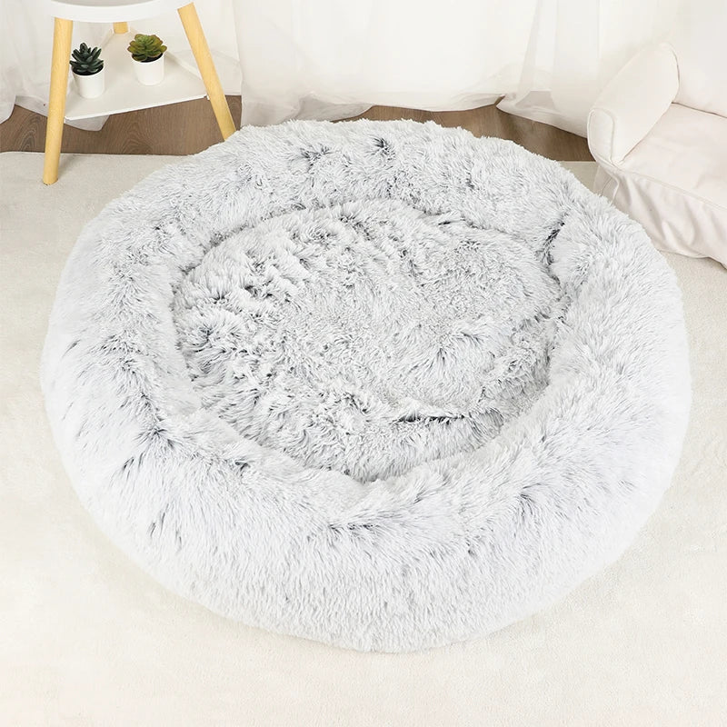Round Basket Winter Plush Bed for pet