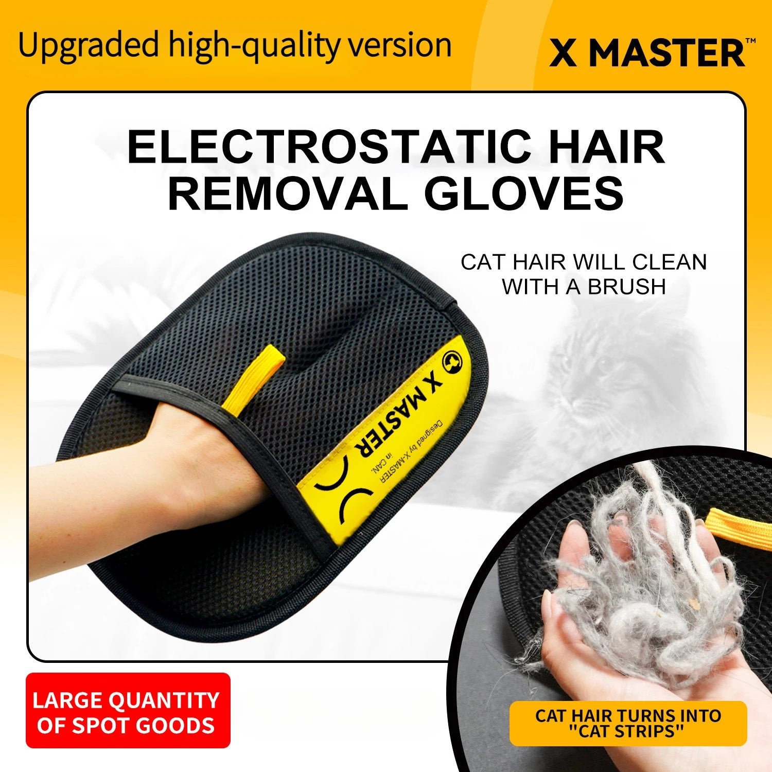 Large Pet Hair Removal Grooming Gloves